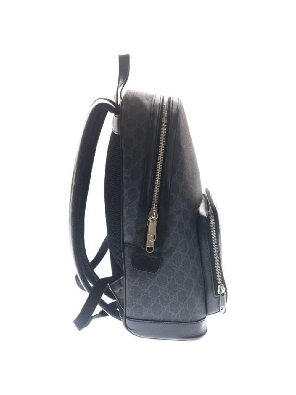 Gucci GG Supreme Interlocking Backpack Black Leather Silver - Picture 3 of 6